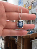 Sterling Silver and Kyanite Shadow Box Style Necklace