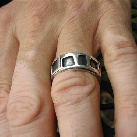Rustic Sterling Silver Band Ring for Men and Women