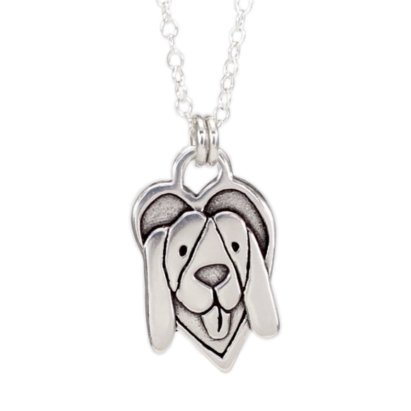 Sterling Silver Hound Dog Charm Necklace on Adjustable Sterling Chain