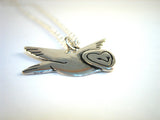 Sterling Silver Barn Owl Charm Necklace on Adjustable Sterling Chain