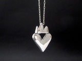 Sterling Silver Crown Heart Necklace - Large Claddagh Pendant on Adjustable Sterling Chain