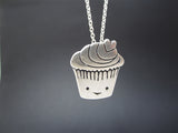 Sterling Silver Cupcake Charm Necklace on Adjustable Sterling Chain