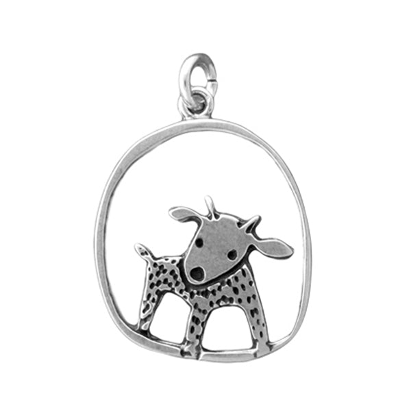 Sterling Silver Goat Charm Necklace on an Adjustable Chain