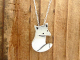 Sterling Silver Wild Fox Charm Necklace on an Adjustable 925 Chain - Fox Jewelry