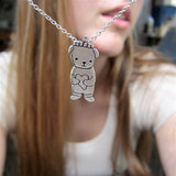 Sterling Silver Honey Bear Charm Necklace on Adjustable sterling Chain