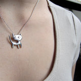 Sterling Silver Kitten Charm Necklace on Adjustable Sterling Chain