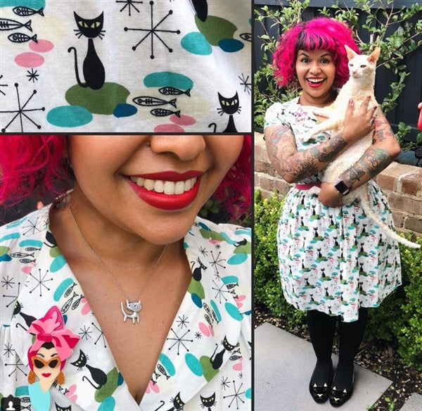 Sterling Silver Kitten Charm Necklace on Adjustable Chain