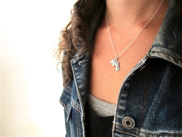 Sterling Silver Manatee Charm Necklace on an Adjustable Chain