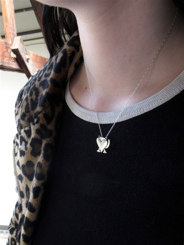 Sterling Silver Peek-a-Cat Necklace Charm on an Adjustable Chain