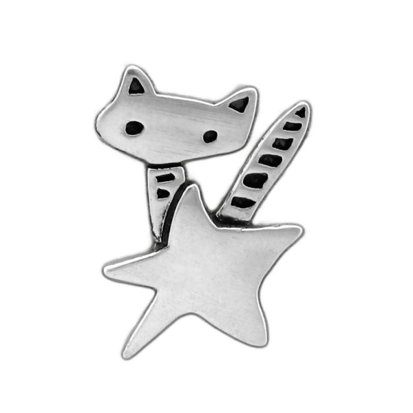 Sterling Silver Rocket Cat Charm Necklace on an Adjustable Chain