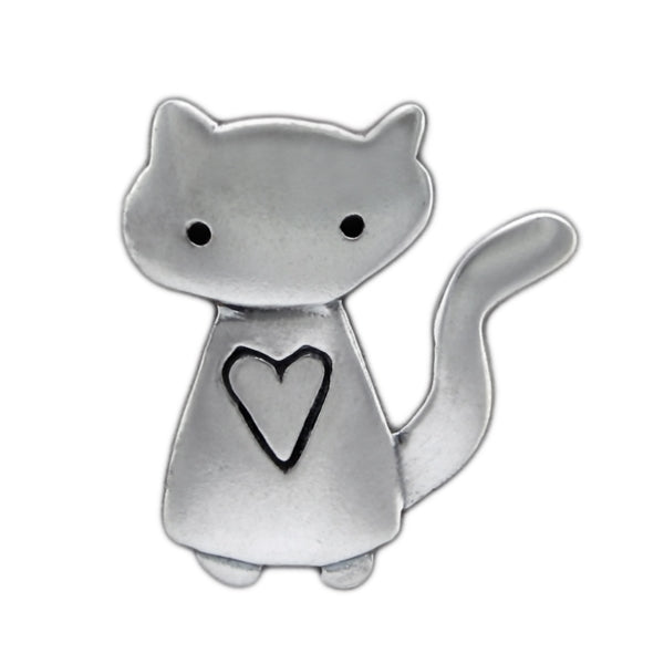 Sterling Silver Love Cat Charm Necklace on Adjustable Chain