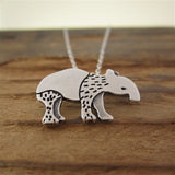 Sterling Silver Tapir Charm Necklace on an Adjustable Sterling Chain