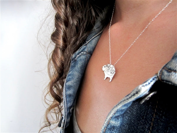 Sterling Silver Cat and Capybara Charm Necklace on Adjustable Chain