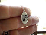 Oval Sterling Silver Gemini Necklace on Adjustable Sterling Chain - Astrology Charms