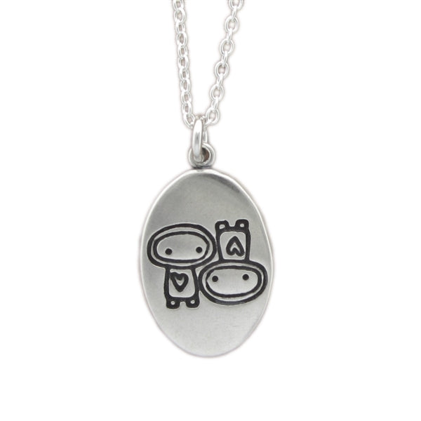 Oval Sterling Silver Gemini Necklace on Adjustable Chain - Astrology Charms