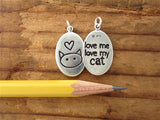 Oval Sterling Silver Love Me, Love My Cat Necklace on Adjustable Sterling Chain