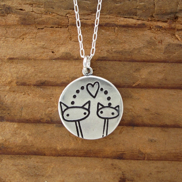 Dog and Cat Silhouette Necklace Dog and Cat Charm Dog 