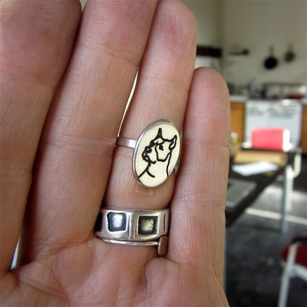 Oval Sterling Silver Pit Bull Ring