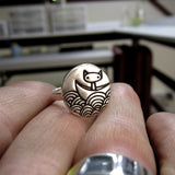 Round Sterling Silver Boat Cat Ring