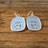 Sterling Silver and Enamel Goat Earrings