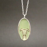 Reversible Sterling Silver and Enamel Dog Person Necklace
