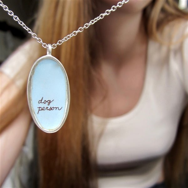 Reversible Sterling Silver and Enamel Dog Person Necklace