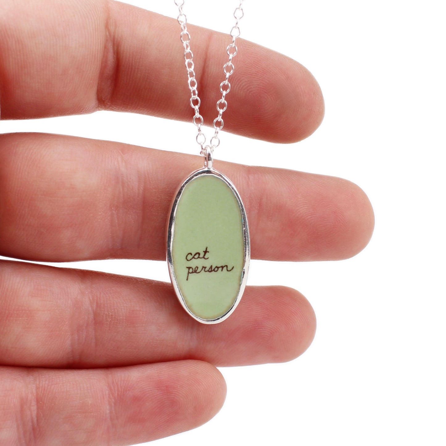 Sterling Silver Reversible Cat Charm Necklace - Unique Cat Person Gift on Adjustable Chain