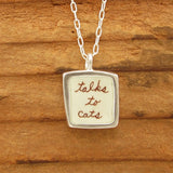 Cat Necklace - Reversible "talks to cats" Pendant for Cat People - Sterling Silver and Enamel Pendant