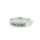 Sterling Silver and Enamel Talks to Dogs Band Ring - Dog Jewelry