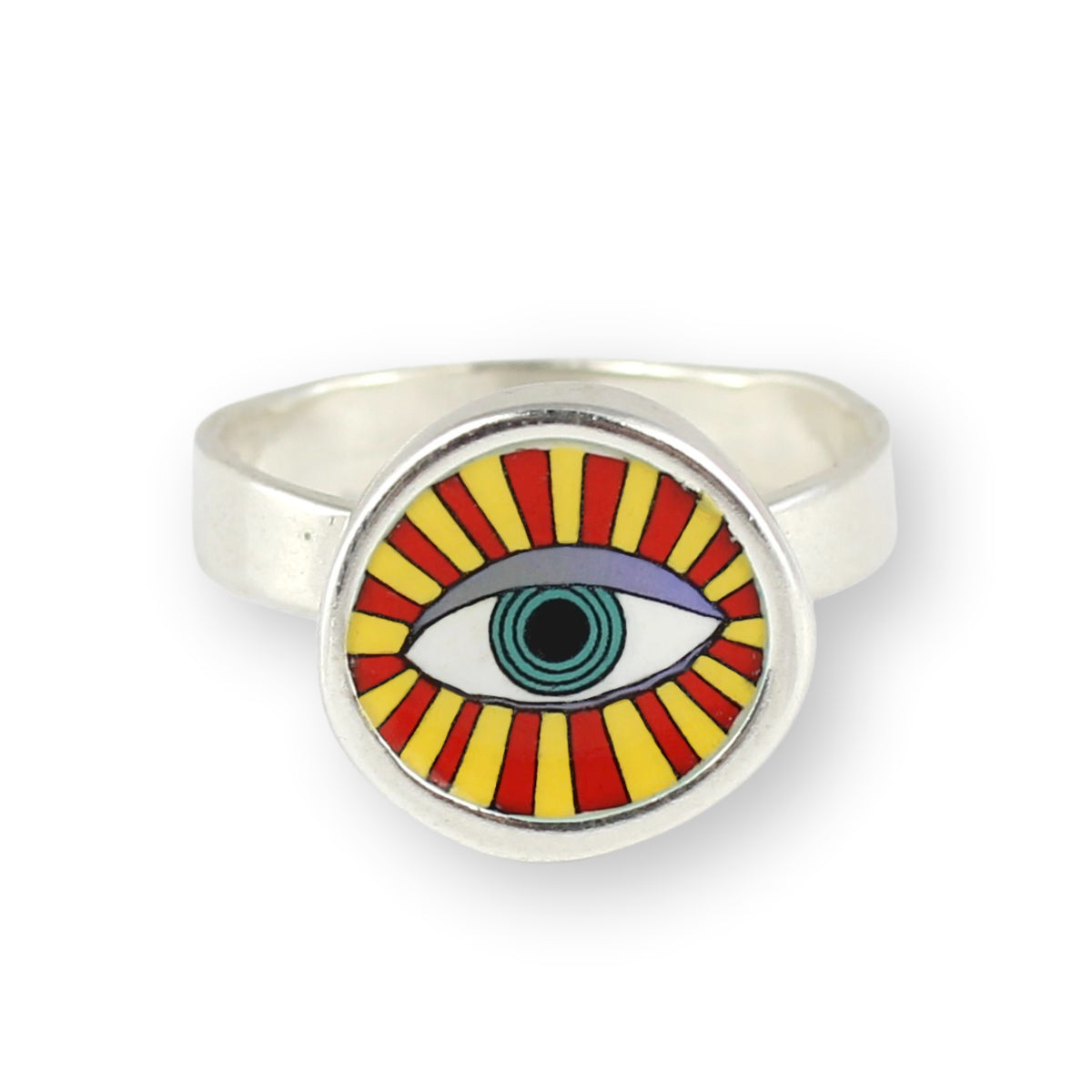 Sterling Silver Evil Eye Ring in Sizes 6 through 11 - Handmade