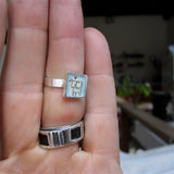 Sterling Silver and Enamel Love Dog Ring on Light Blue