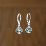 Tiny Sterling Silver and Peridot Rainbow Earrings on Lever Back Ear Wires