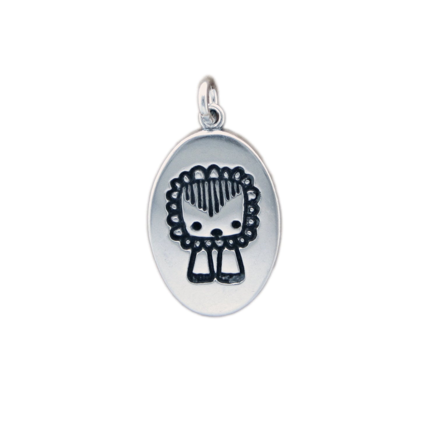 Oval Sterling Silver Leo Charm Necklace on Adjustable Chain