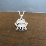 Sterling Silver Frog Necklace - Frog Charm on an Adjustable Sterling Chain