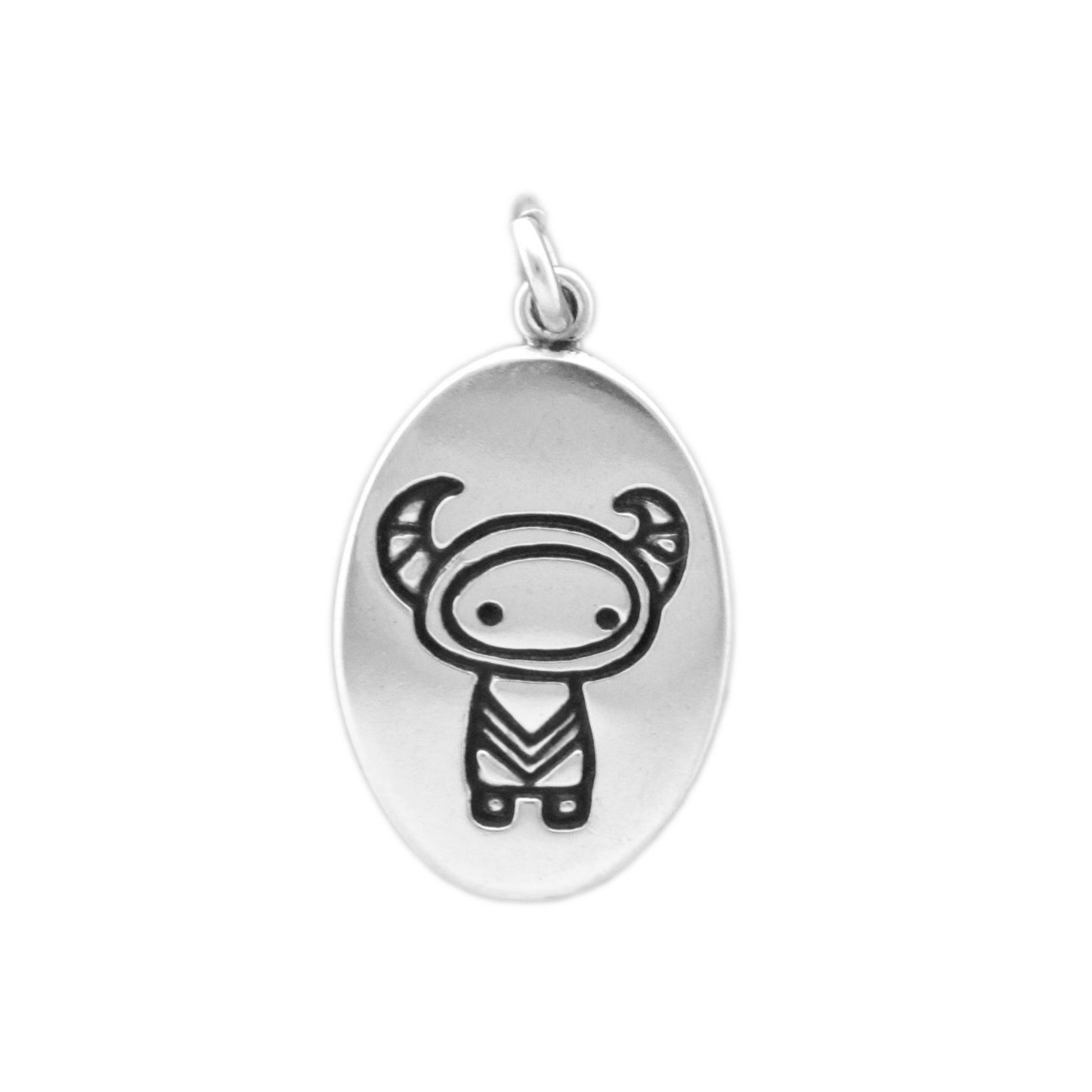 Oval Sterling Silver Taurus Charm Necklace on Adjustable Chain