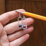 Modern Garnet Earrings - Sterling Silver and Garnet Dangle Earrings on Lever Back Ear Wires