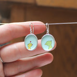 Mama and Baby Bird Earrings - Sterling Silver and Enamel Mother's Day Jewelry Gift - Gift for New Mom
