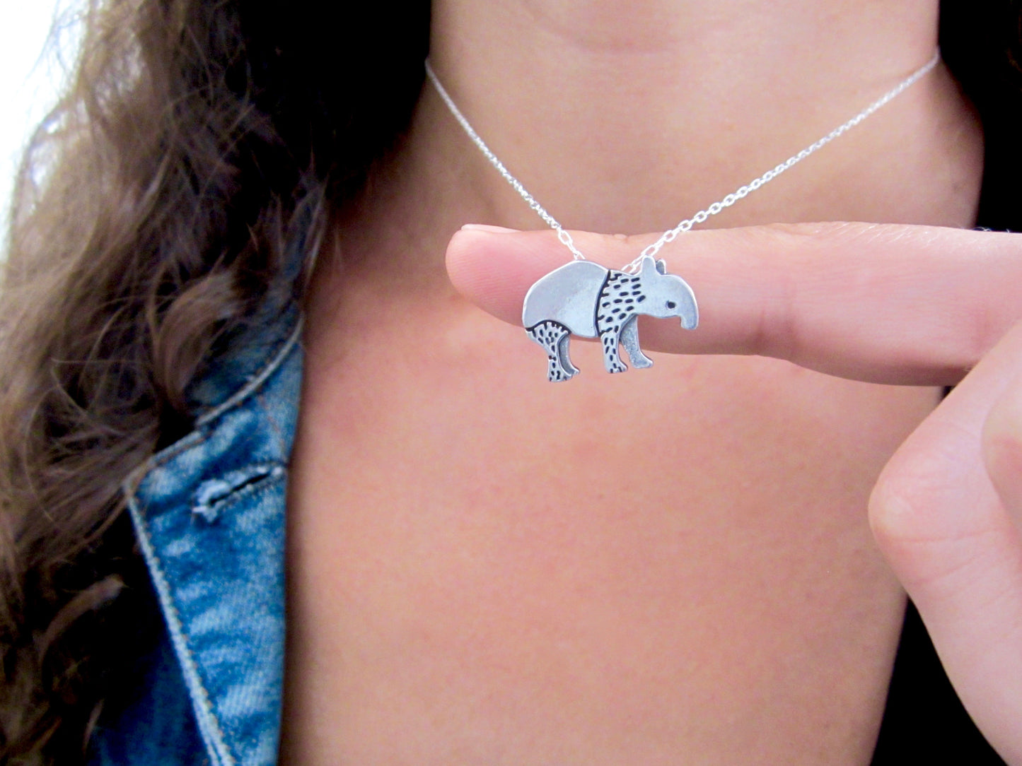 Sterling Silver Tapir Charm Necklace on an Adjustable Chain