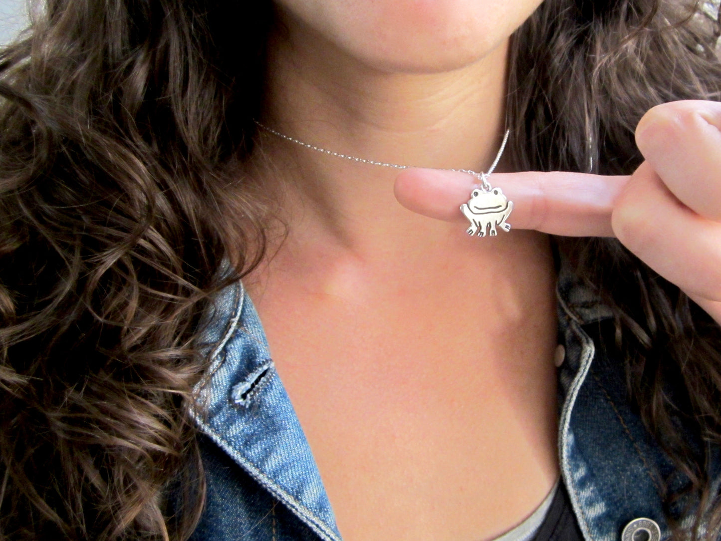 Sterling Silver Frog Necklace - Frog Charm on an Adjustable Chain