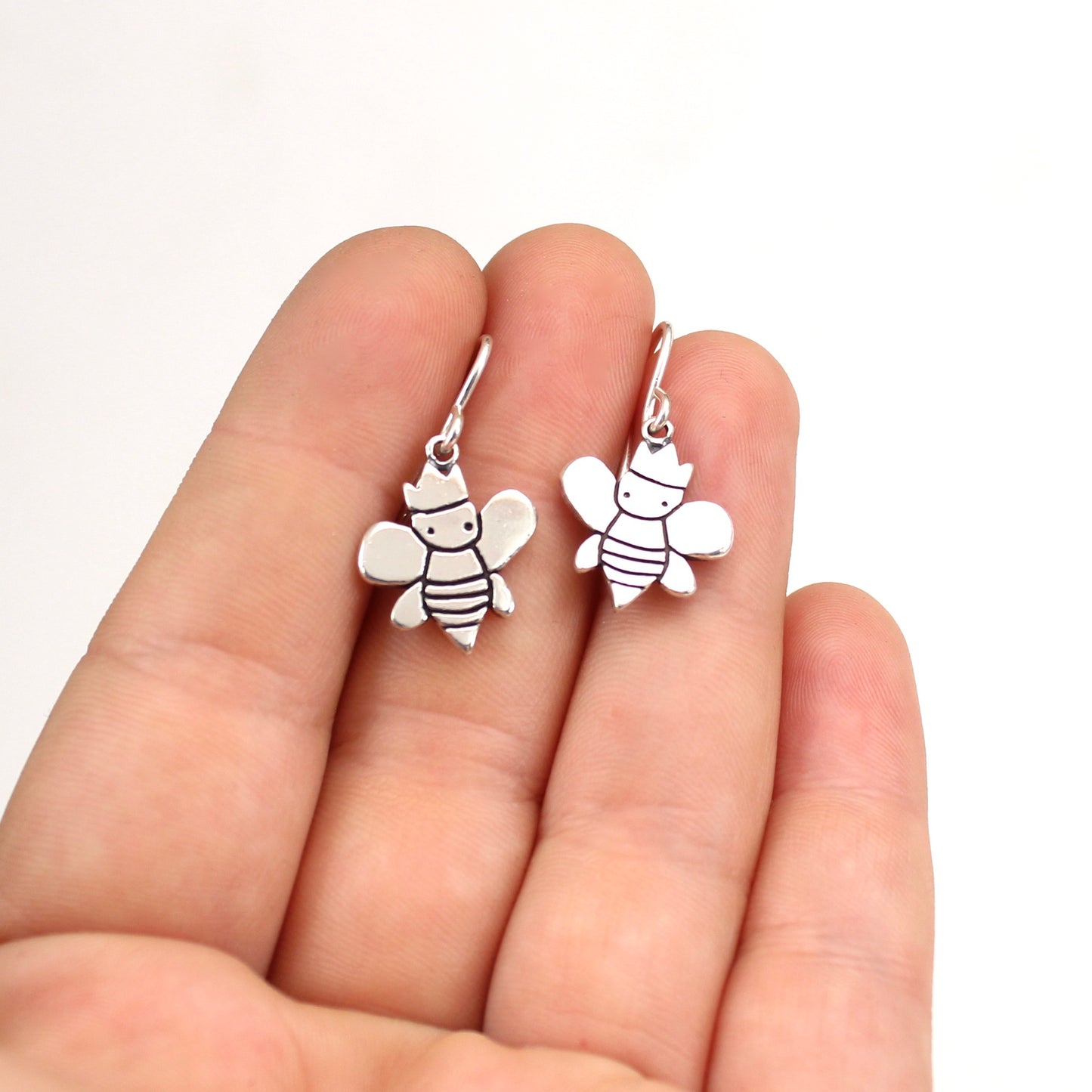 Sterling Silver Queen Bee Charm Earrings