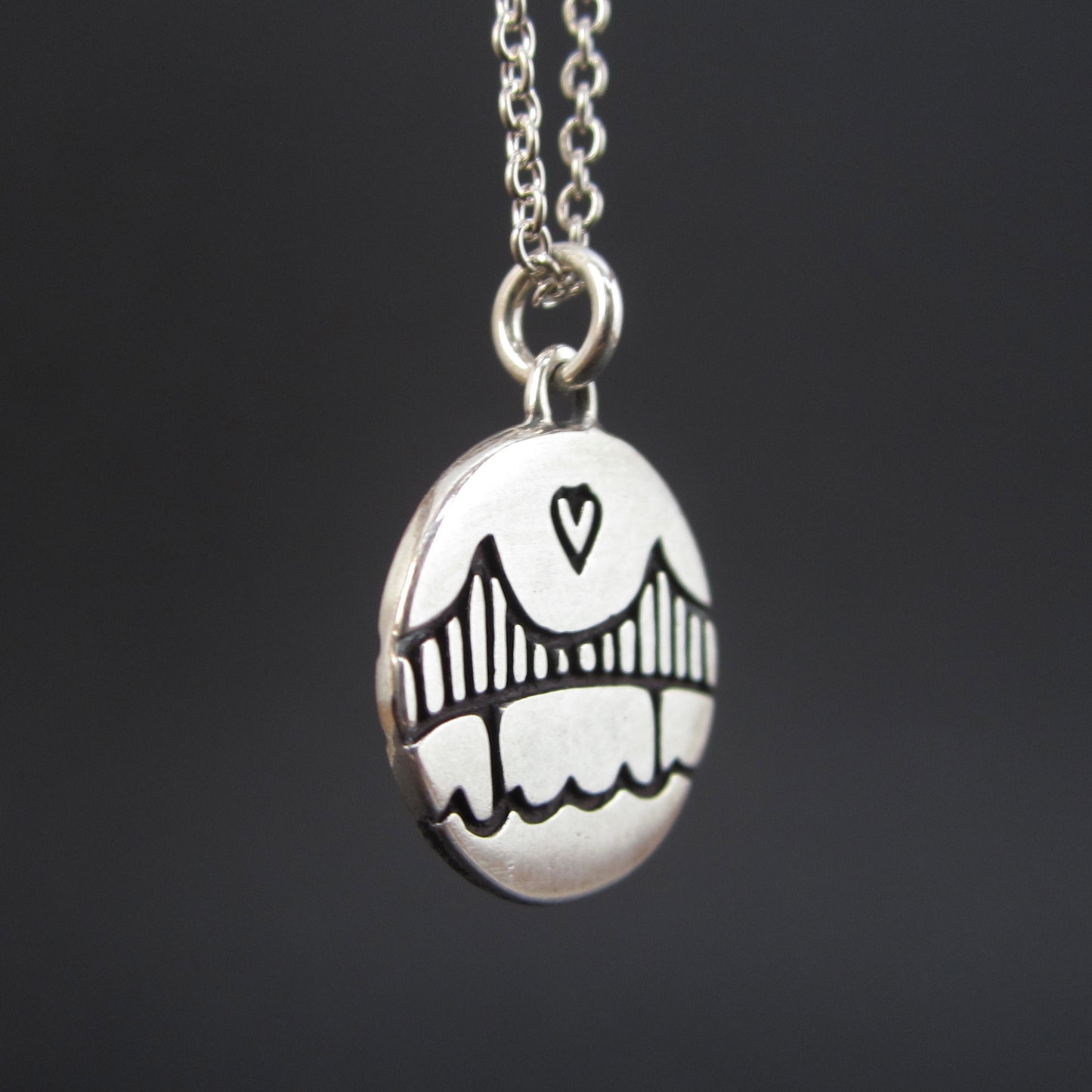 Sterling Silver Round Golden Gate Bridge Necklace