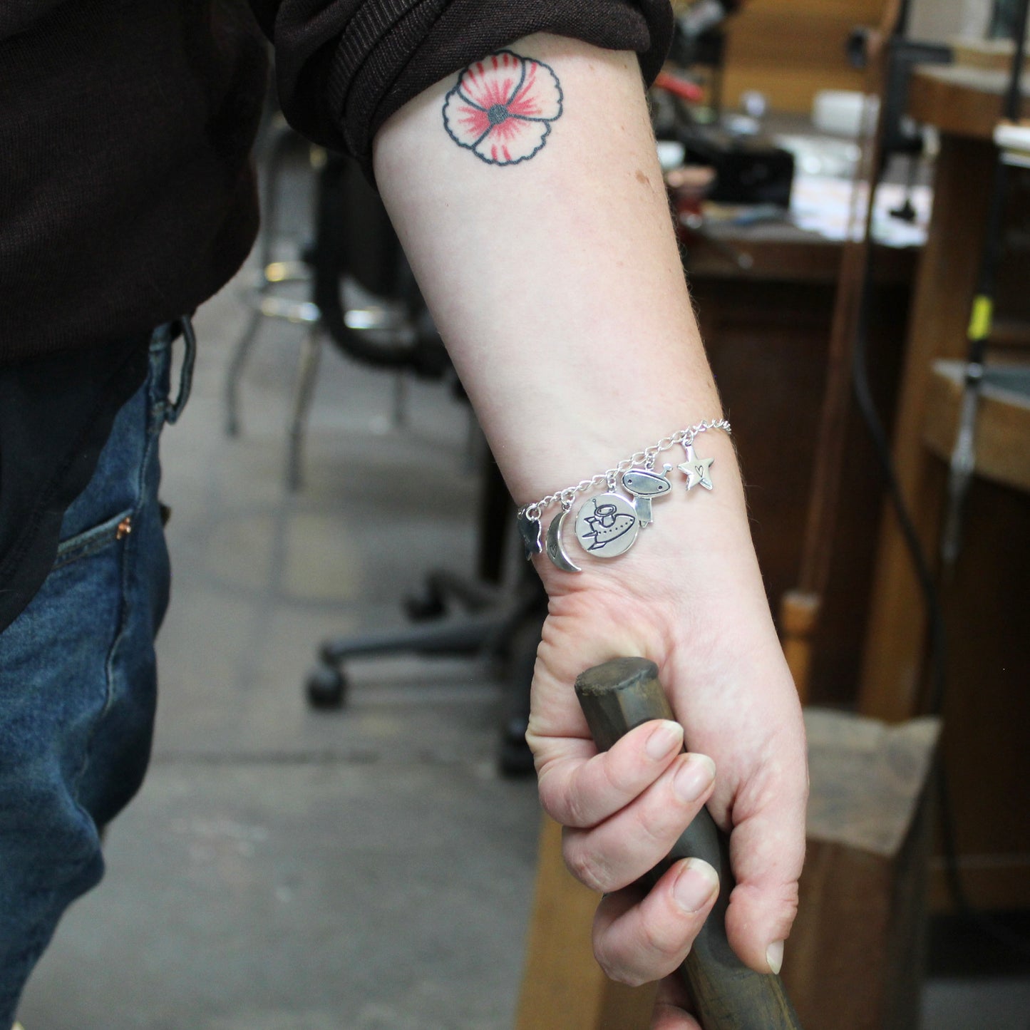 Out Of This World Charm Bracelet - Sterling Silver Bracelet with Space Themed Charms