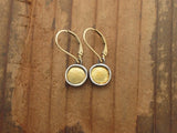 Small Circle 24K Gold and Sterling Silver Earrings - Keum-Boo Dot Earrings on Gold Fill Lever Backs