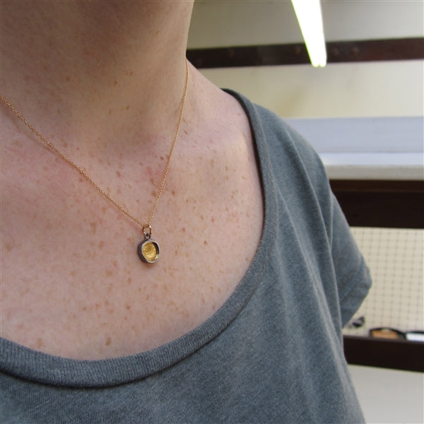 Small Circle 24K Gold and Sterling Silver Necklace