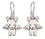 Sterling Silver Little Angel Dog Earrings