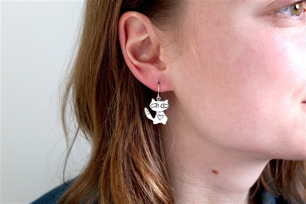 Sterling Silver Little Raccoon Earrings