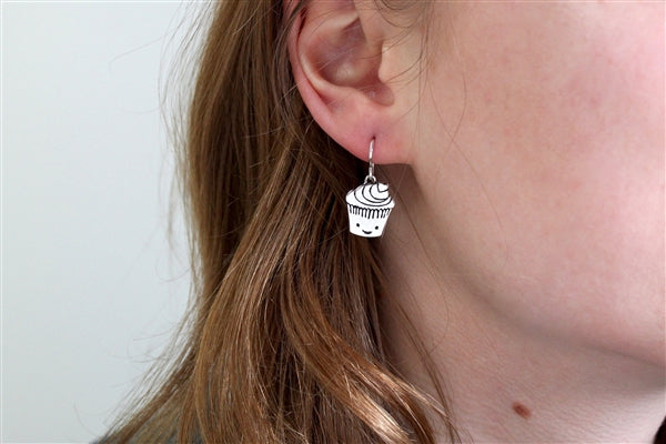 Sterling Silver Little Cupcake Earrings