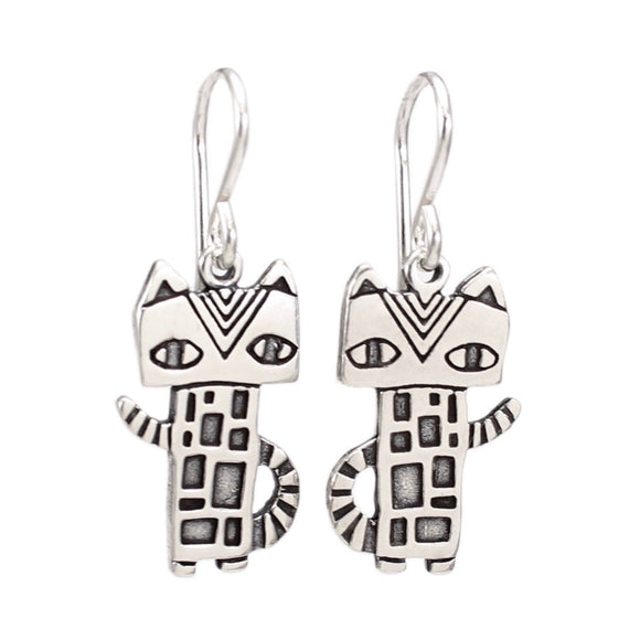 Sterling Silver Cleocatra Cat Earrings - Cat Jewelry
