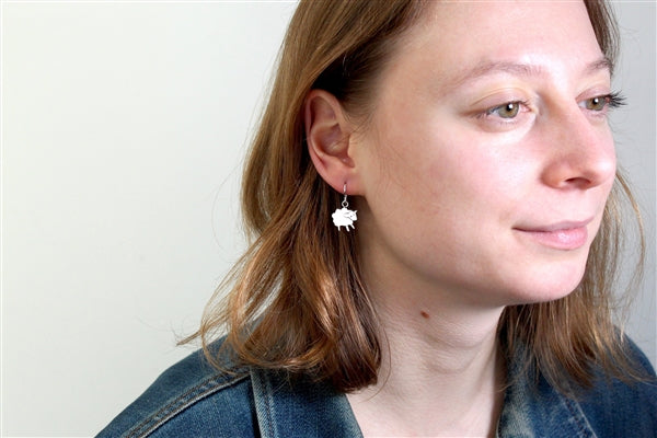 Sterling Silver Little Sheep Earrings - Sheep Jewelry