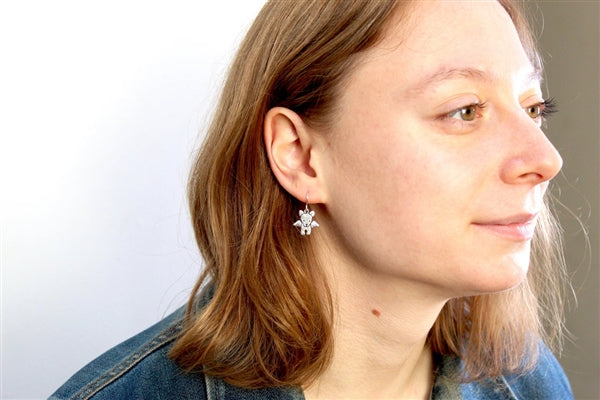 Gold Angel Dog Earrings - Gold Dog with Wings Charm - Dog Memorial Gift